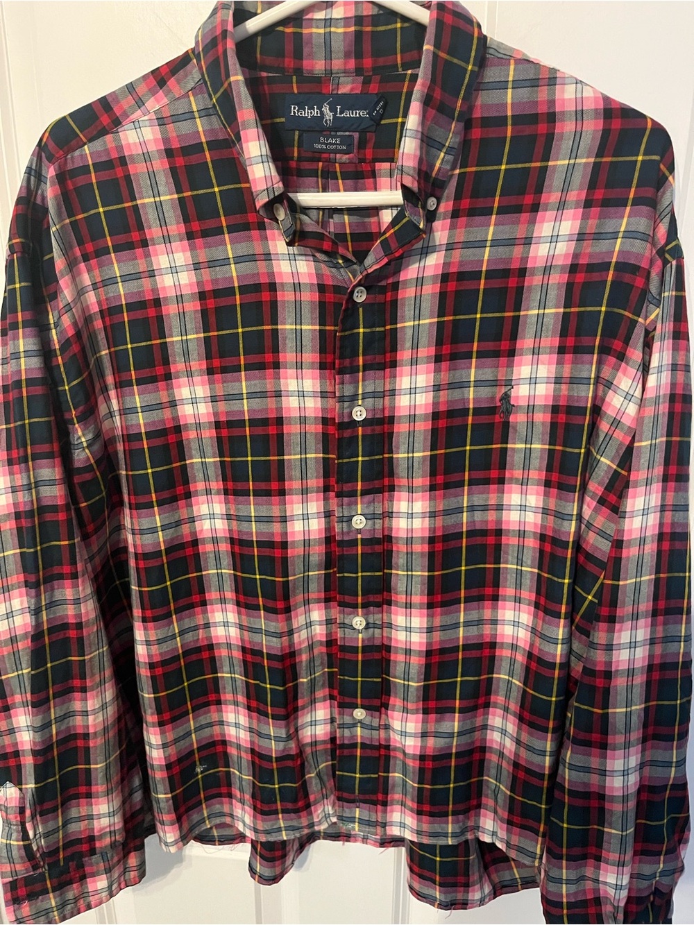 Ralph Lauren Women’s Pink Plaid Button-Down Shirt size xl